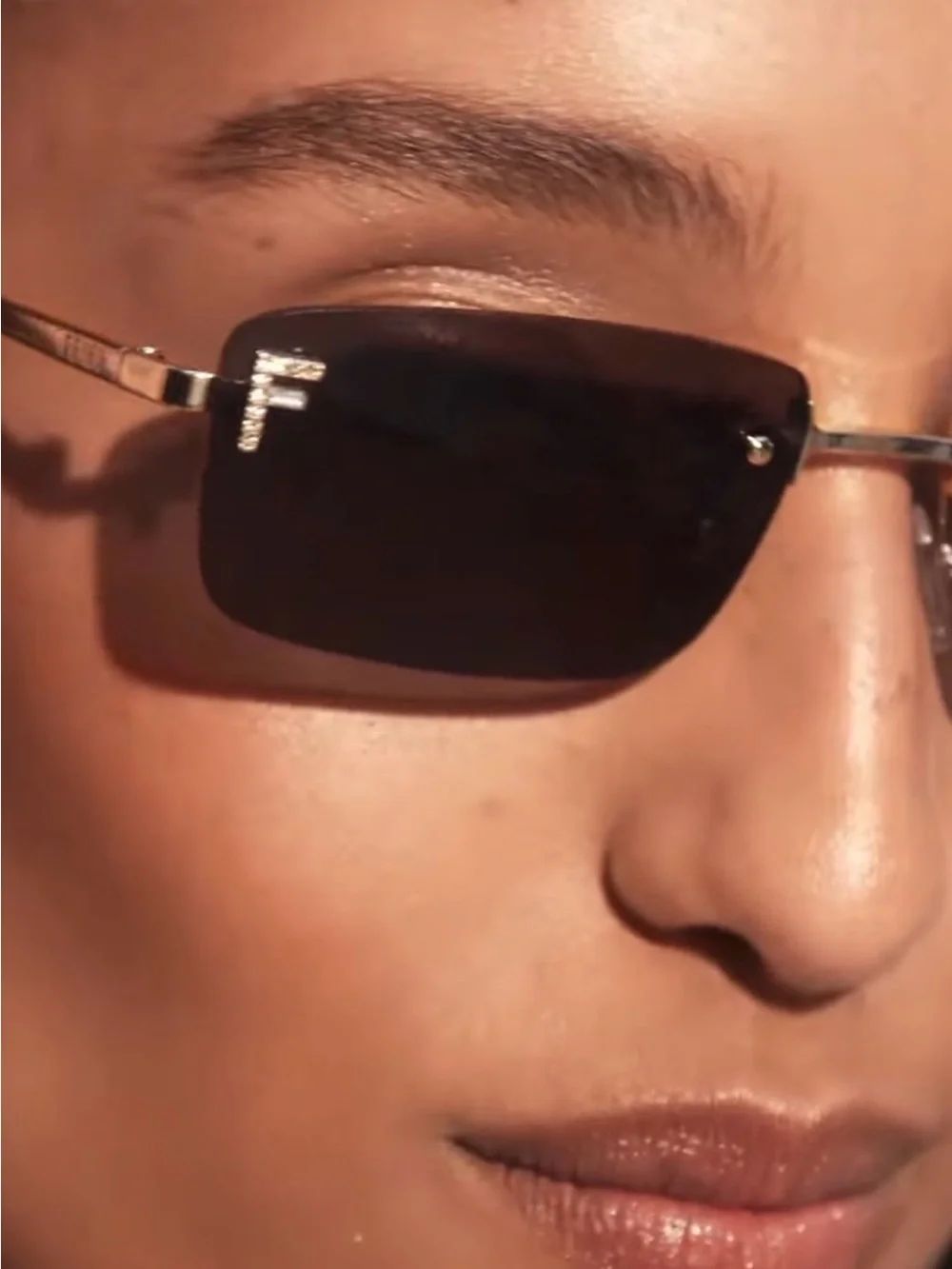 New Fendi FE4172US 32E Gold Brown Sunglasses Authentic